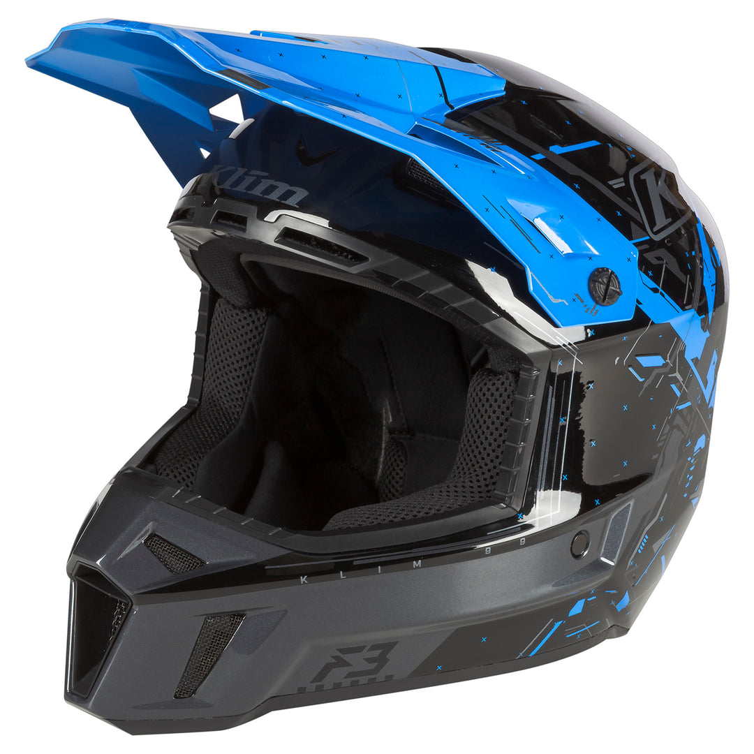 Image of KLIM F3 Helmet ECE Size 3X Color Recoil Electric Blue Lemonade