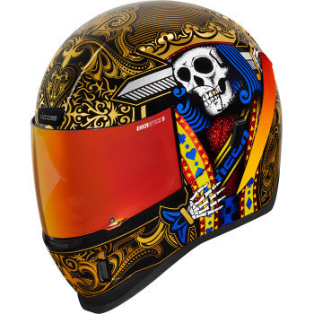 Image of ICON AIRFORM™ SUICIDE KING HELMET Color Gold Size X-Small