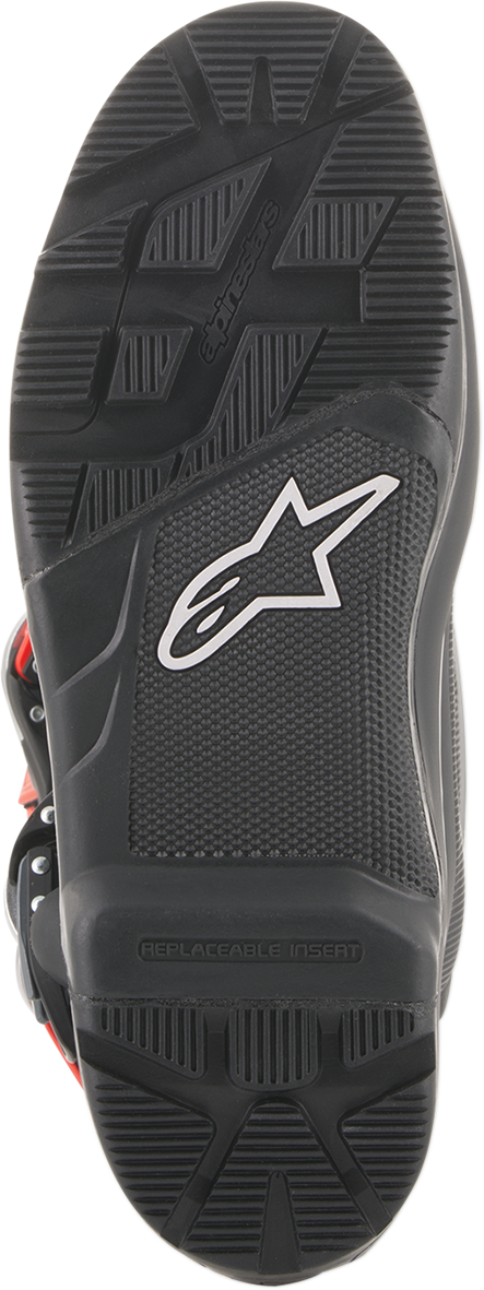 A pair of Alpinestars Tech 7 Enduro Boots in Black/Gray color, featuring a sleek design with durable materials, perfect for off-road adventures.