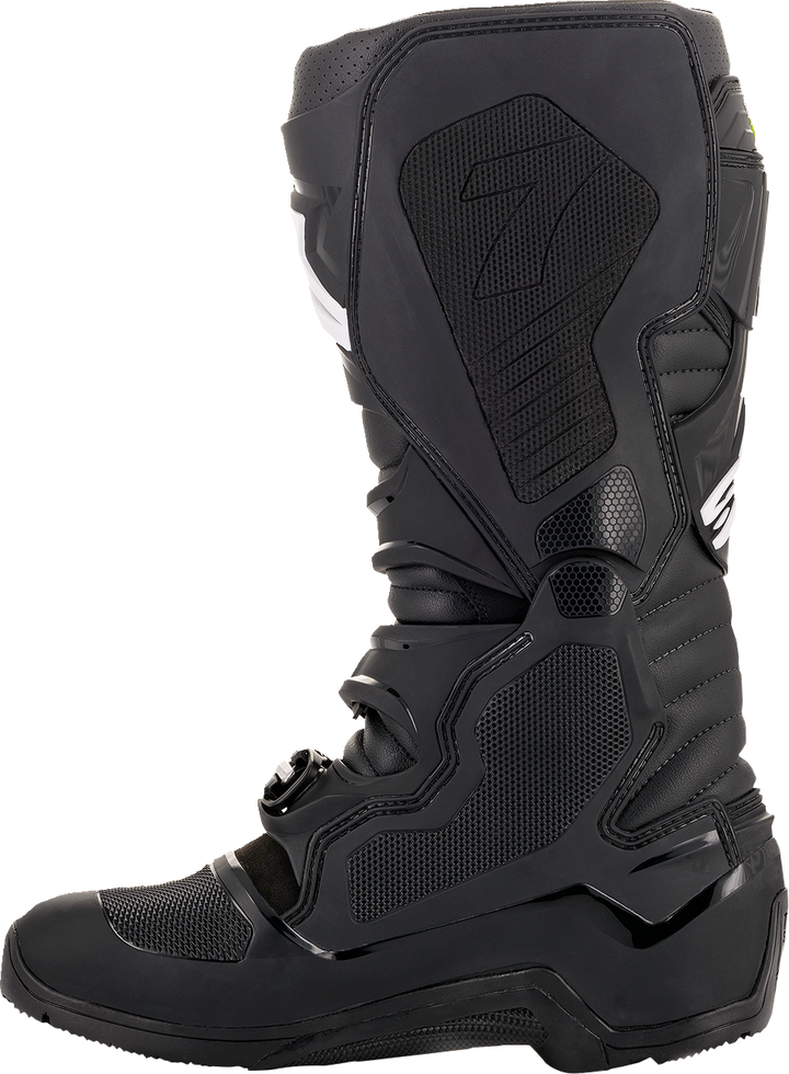 A pair of Alpinestars Tech 7 Enduro Drystar® Boots in Black, featuring a sleek and durable design with advanced waterproof technology for all-terrain riding.