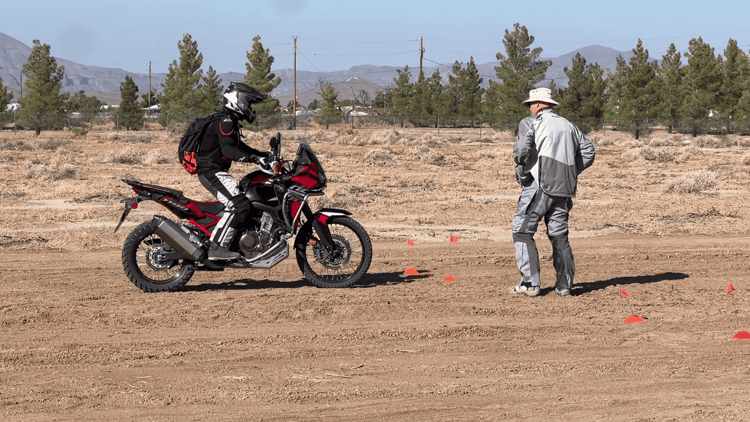 Pahrump ADV Training showing trainer and motorcycle rider