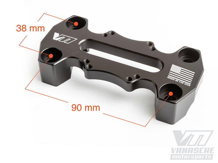 Handlebar Top Clamp with AMPs Pattern 38x90