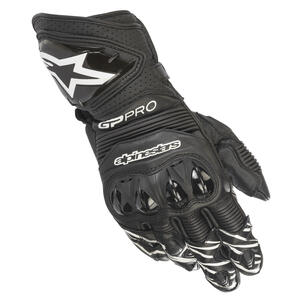 Alpinestars GP Pro RS3 Gloves in black for high-performance motorcycle track riding
