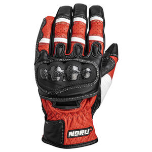 NORU Tekko Gloves in Red and Black for motorcycle riders