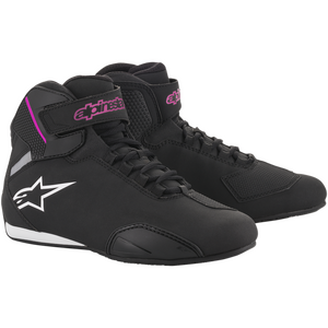 Alpinestars Stella Sektor Riding Shoes in black and fuchsia for women's motorcycle riding