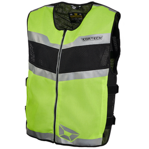 High-visibility reflective motorcycle vest built with lightweight mesh construction for safety and road presence.