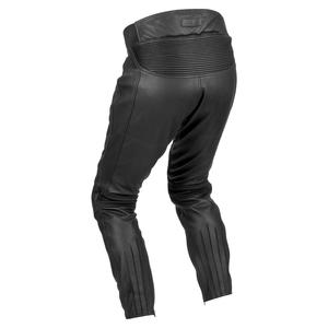 NORU Kuro Black Leather Motorcycle Riding Pants with perforated panels for sport riding performance