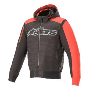 Alpinestars Rhod Windstopper Hoodie in Black and Bright Red for motorcycle riders