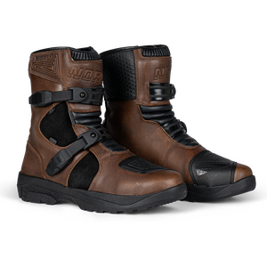 NORU Hakken Adventure Boots in brown for motorcycle riders