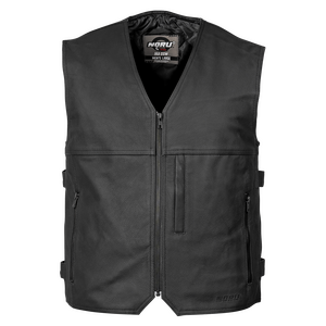 Black NORU Ika CCW Leather Vest for motorcycle riding protective gear