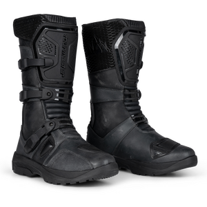 Tourmaster Highlander ADV WP Boots in Grey and Black for adventure motorcycle riding