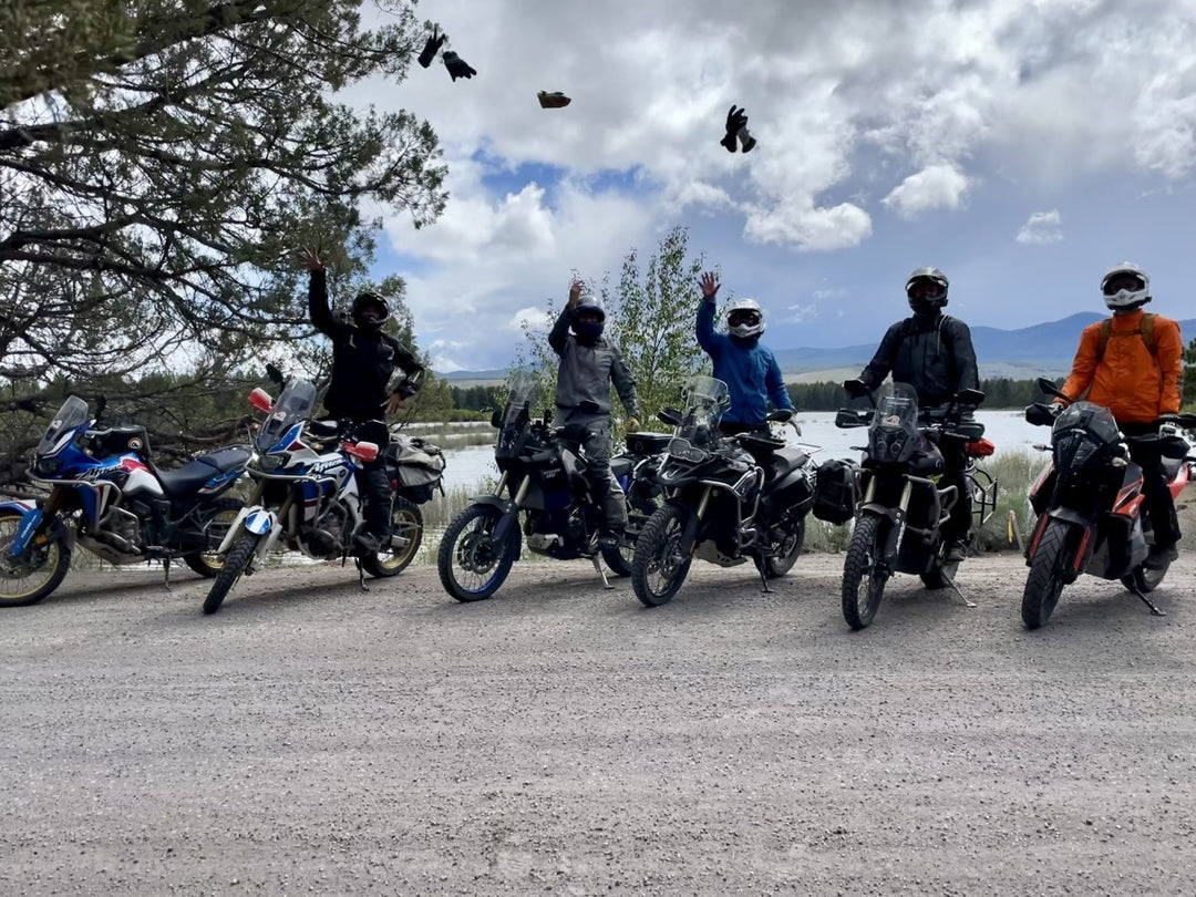 Image of adventure motorcycle off-road training customers having fun