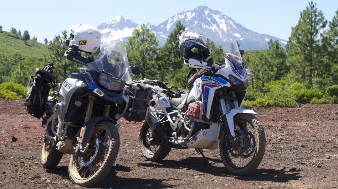 Honda Africa Twins - almost literally twins - during out off-road ADV training.