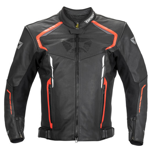 Image of CORTECH CHICANE LEATHER JACKET Color Black/Red Size Small